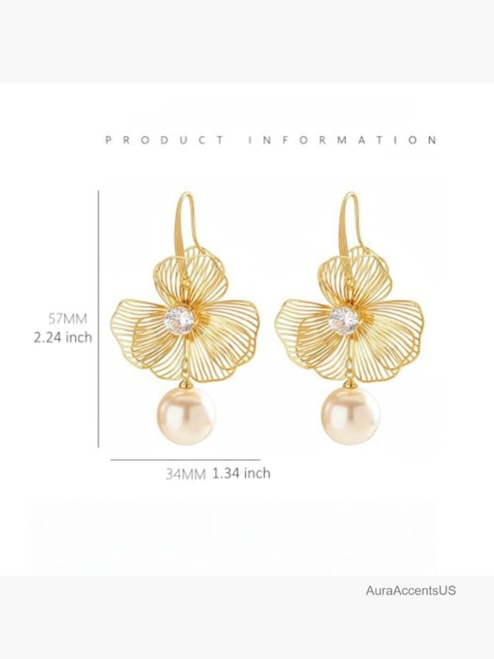 18k Gold Plated Flower Dangle Drop Earrings Trendy Lightweight Floral Jewelry - Picture 5 of 7